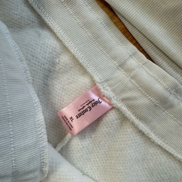 Juicy Couture Pajama Set Womens Sz XL Fuzzy Ivory Gold Logo